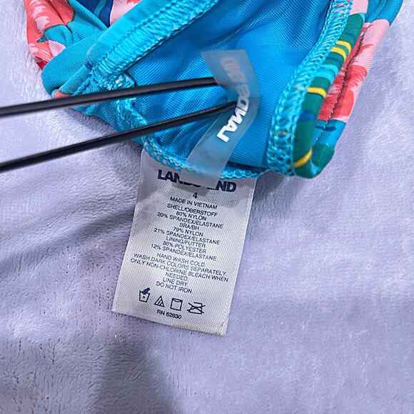 LANDS END Swim Adjustable Floral Twist Bikini Bra Top Blue Underwire Womens 4 XS - Picture 6 of 7
